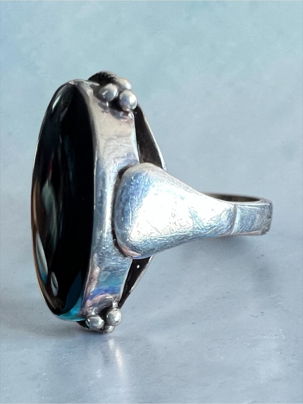💖 Vintage Sterling Silver Black Onyx Ring 💖